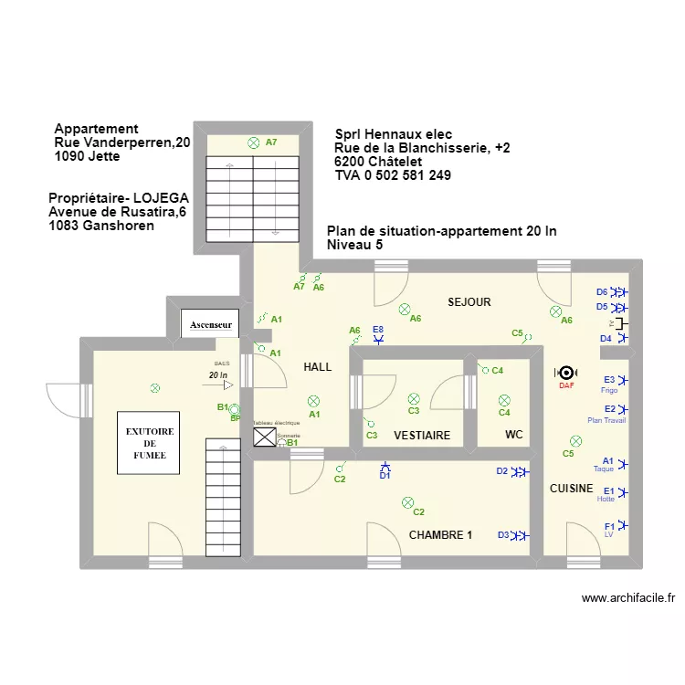 Appartement 1090 Jette. Plan de 