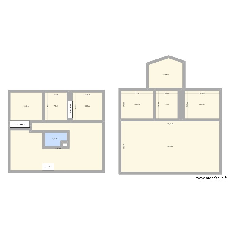 ded. Plan de 11 pièces et 174 m2