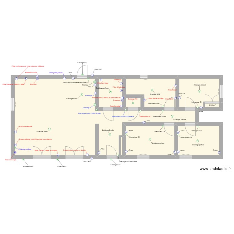 CEDRIC. Plan de 9 pièces et 86 m2