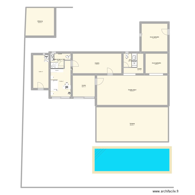 Aménagement garage V2. Plan de 12 pièces et 176 m2