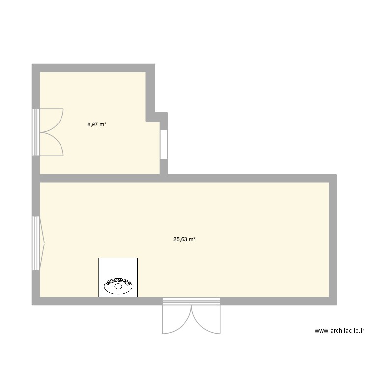 PLAN HOULBEC. Plan de 2 pièces et 35 m2