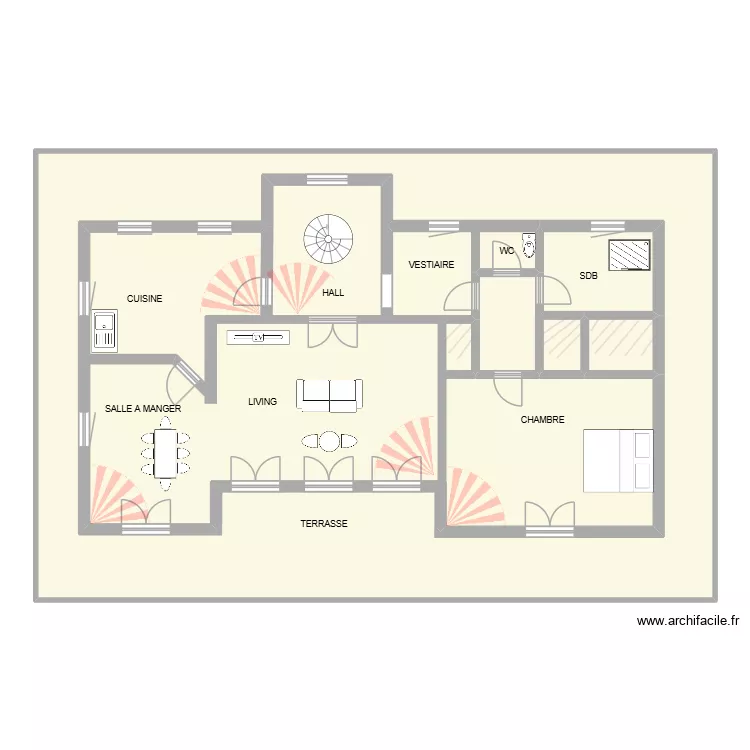 plan goudailliez rdc. Plan de 1  et 96 m²
