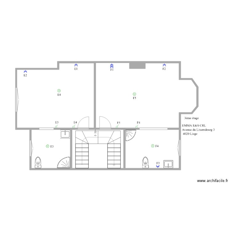 3etage 3. Plan de 5 pièces et 62 m2
