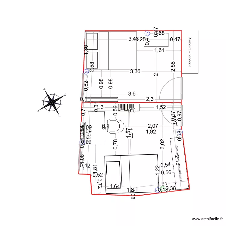 Jeanne. Plan de 2  et 21 m²
