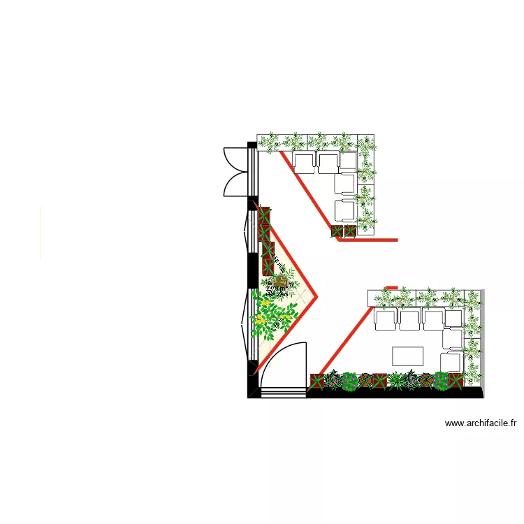 Bagnolet terrasse. Plan de 1 pièce et 3 m²