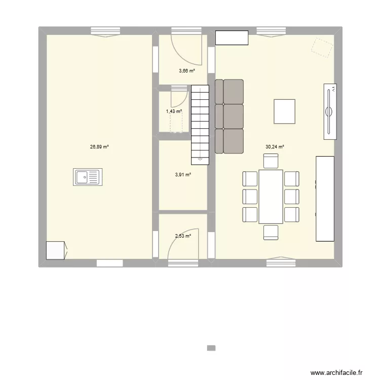 maison avec salon. Plan de 6 Pièces et 69 m² maison avec salon. Plan de 6 Pièces et 69 m²