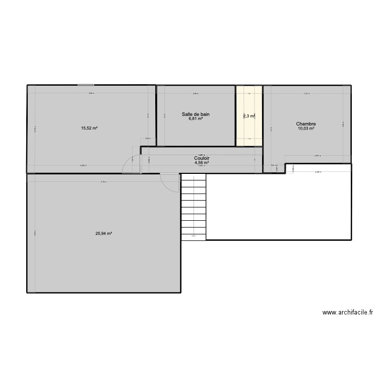 1er étage. Plan de 6 pièces et 65 m2