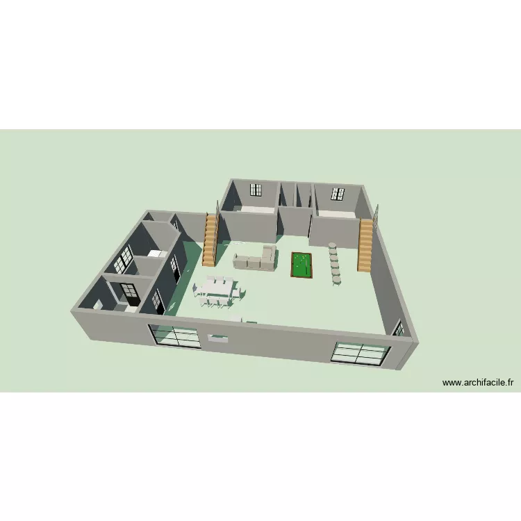 maison buf. Plan de 7  et 69 m²