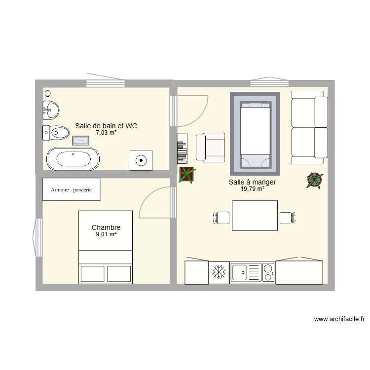 CCF Cadre de vie. Plan de 3  et 36 m²
