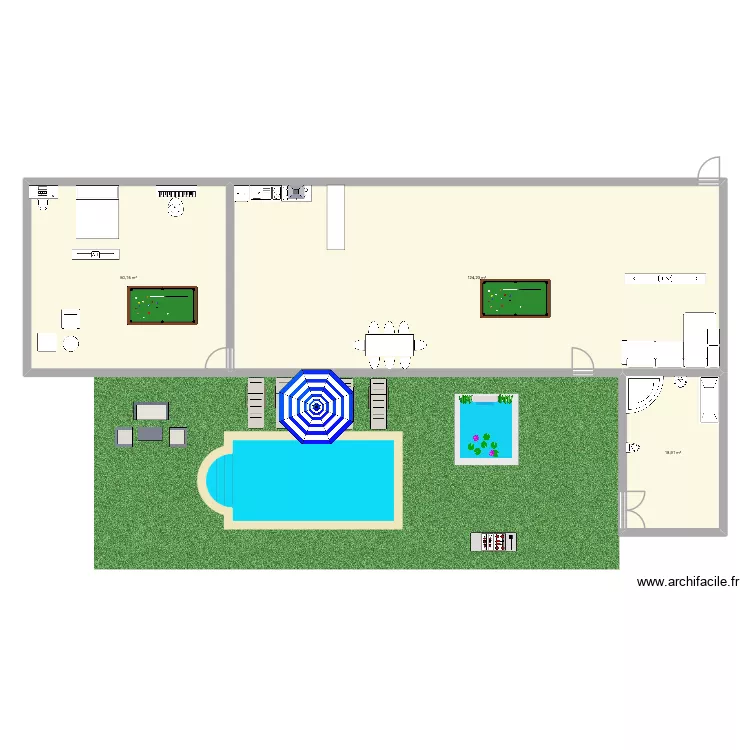 maison cata. Plan de 3  et 194 m²