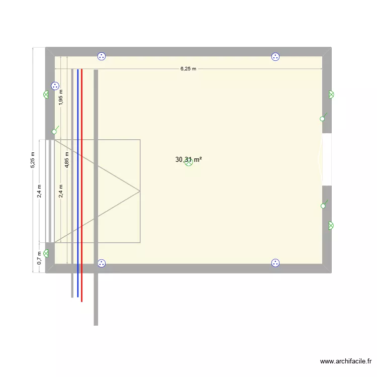 Garage. Plan de 1  et 30 m²