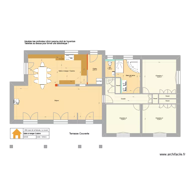 299 Salvate Salle &agrave; manger Cuisine V2. Plan de 13 pièces et 108 m²