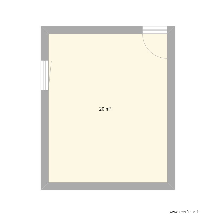 chambre 20m2. Plan de 1 pièce et 20 m2
