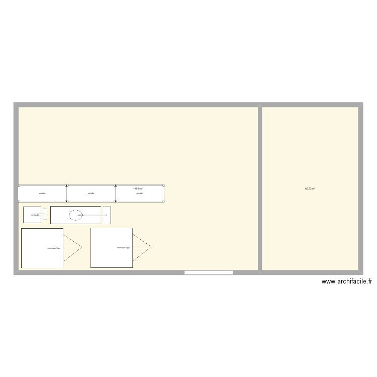plan las laques. Plan de 2 pièces et 210 m2