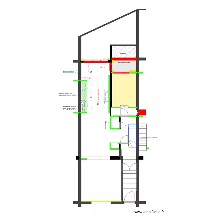 BAUCQ 77 Bel étage - Luminaires zone plafond cuisine + aérationHSP sous cuisine. Plan de 5 et 21 m² BAUCQ 77 Bel étage - Luminaires zone plafond cuisine + aérationHSP sous cuisine. Plan de 5 et 21 m²