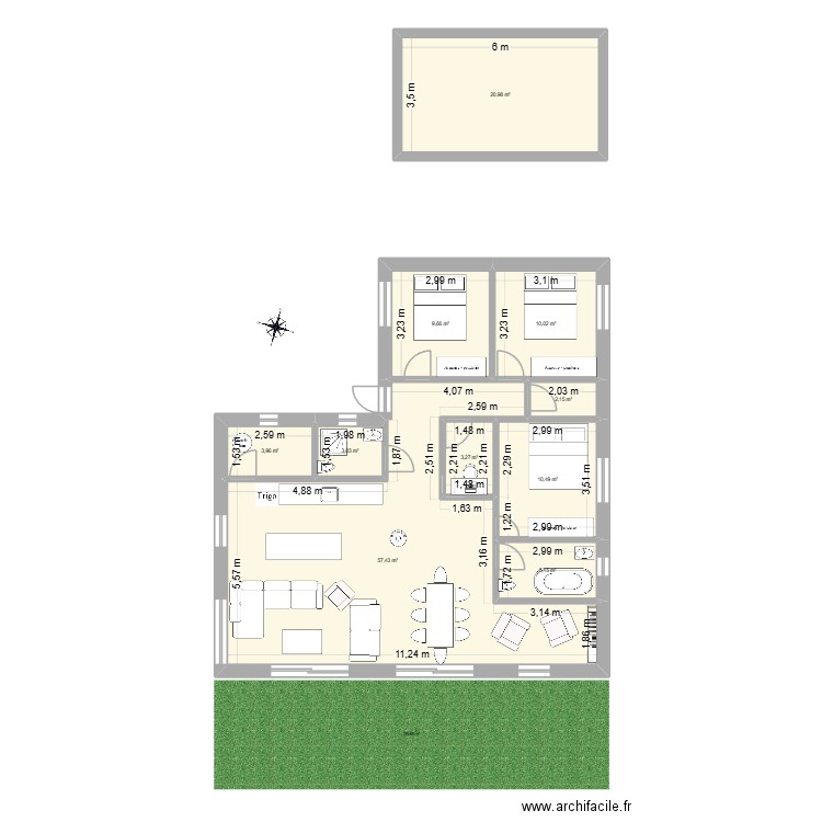MYR TY 3. Plan de 10 pièces et 126 m2