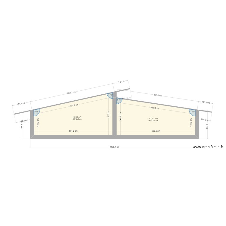 simulation. Plan de 2 pièces et 26 m2