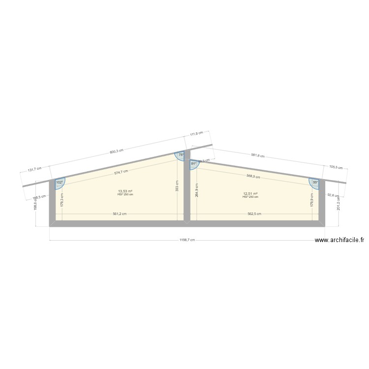 simulation. Plan de 2 pièces et 26 m2