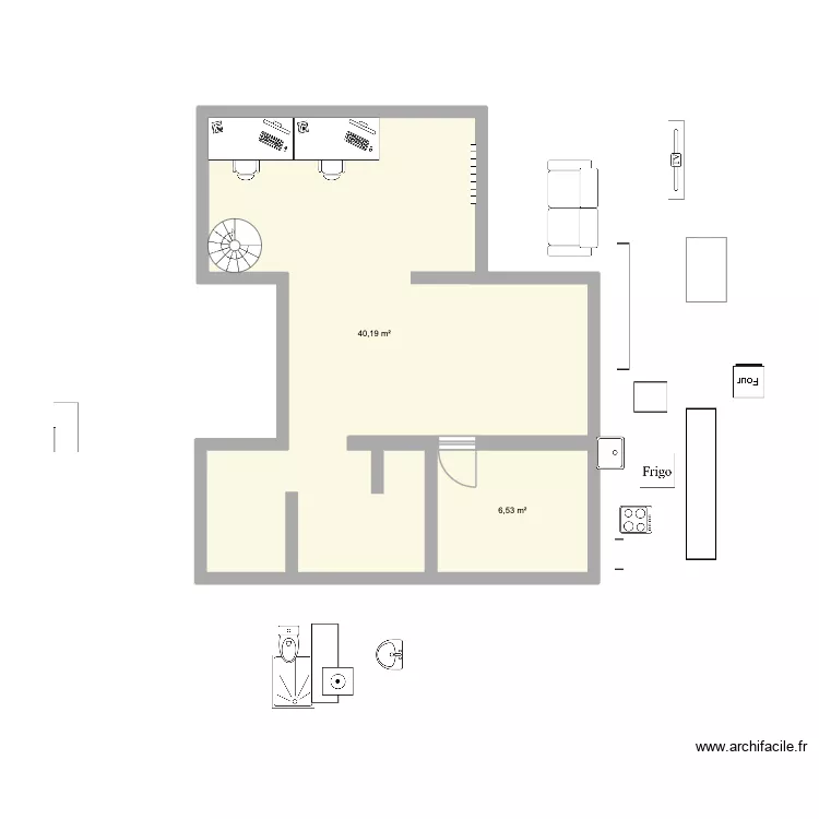 appart. Plan de 2  et 47 m²