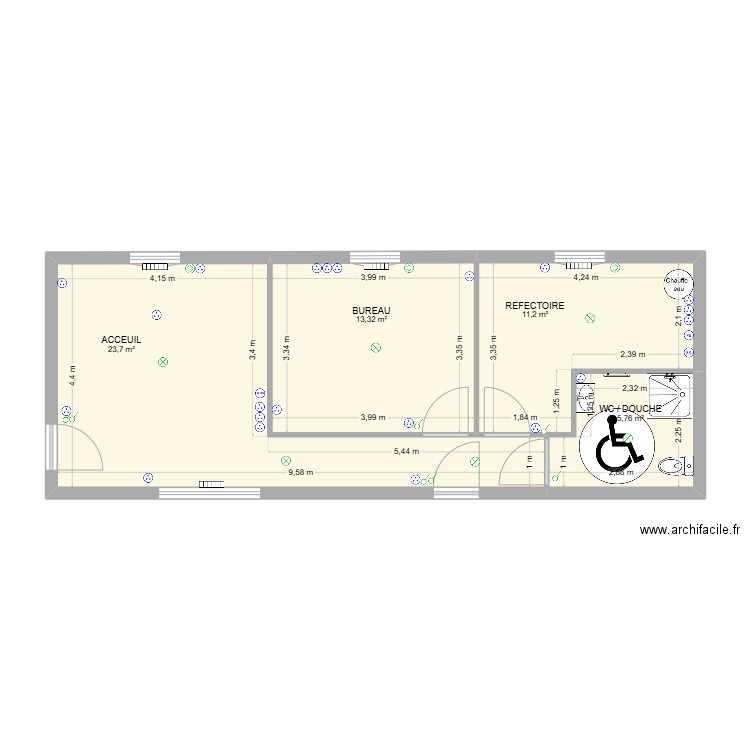 PROLOCBAT. Plan de 4 pièces et 54 m2