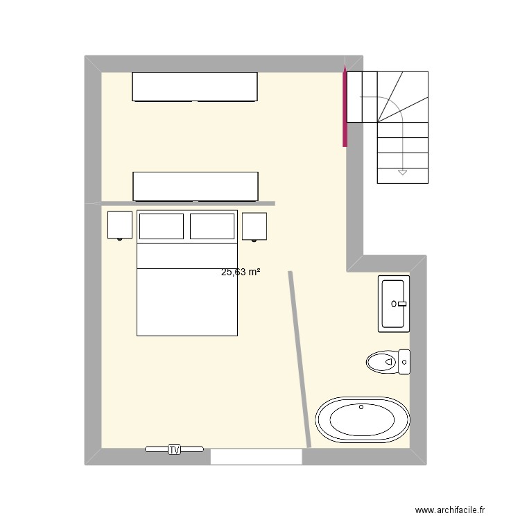 Etage Bellevue. Plan de 1 pièce et 26 m2