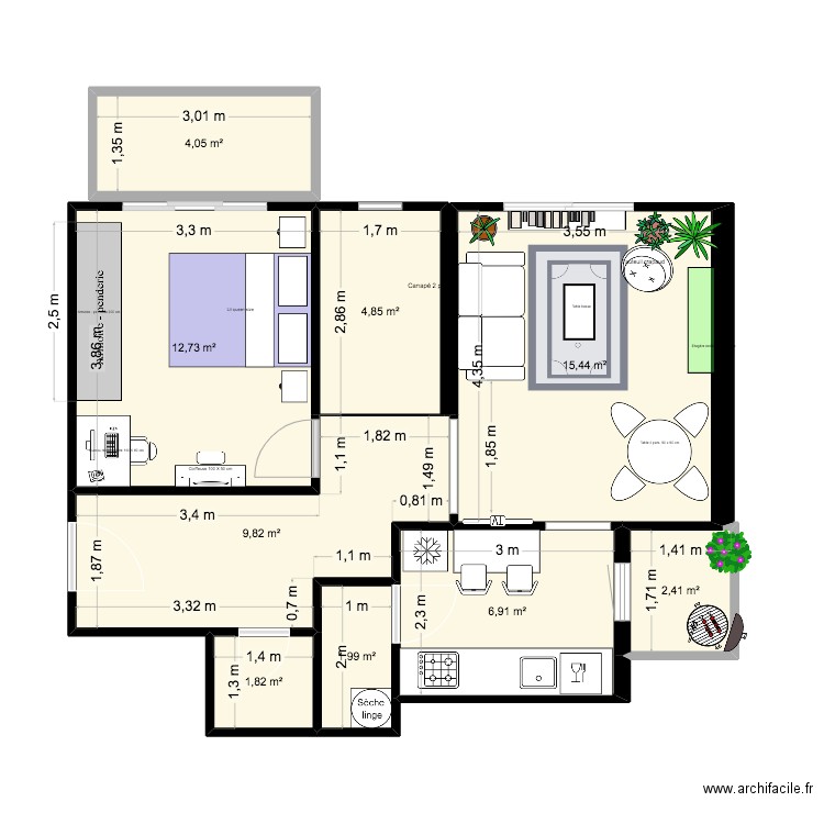 Monte Autore final. Plan de 9 pièces et 60 m2