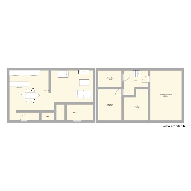 futur. Plan de 8 pièces et 115 m2