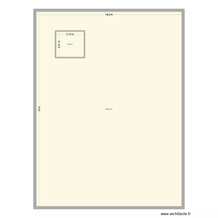 magasin. Plan de 2 pièces et 277 m²