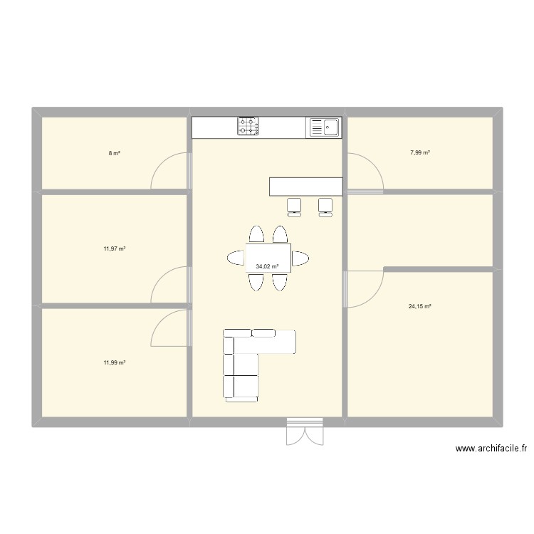 futur 2. Plan de 6 pièces et 98 m2