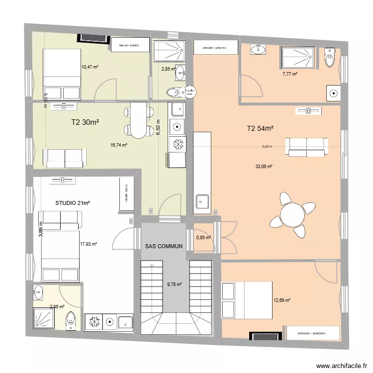 MOUSTIER PLAN GENERAL. Plan de 10  et 115 m²