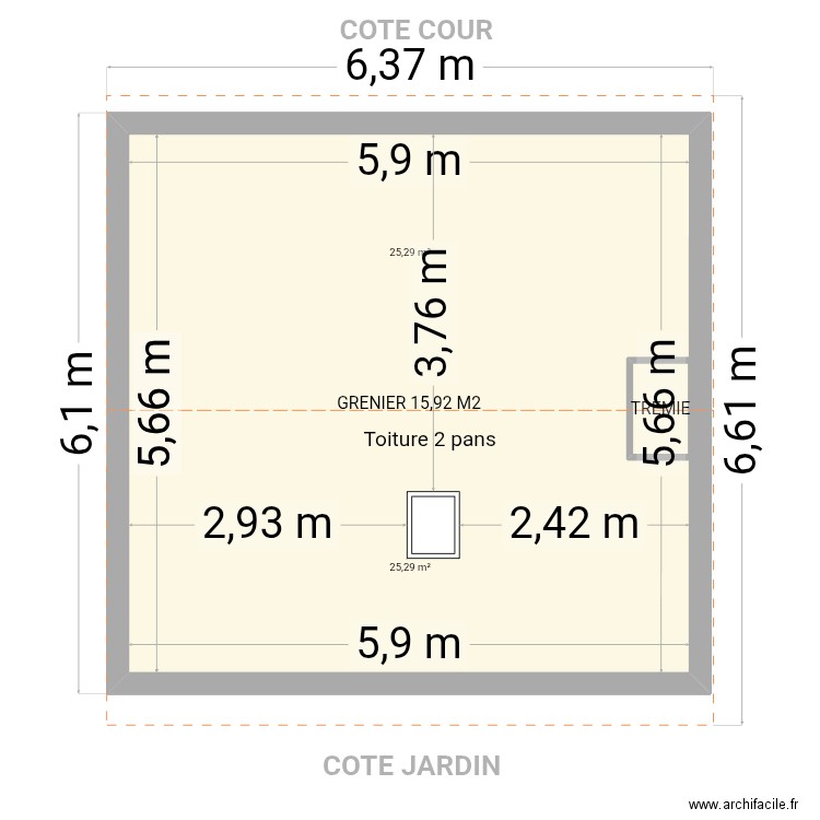 GARAGE PLAN FUTUR V1. Plan de 3 pièces et 67 m2