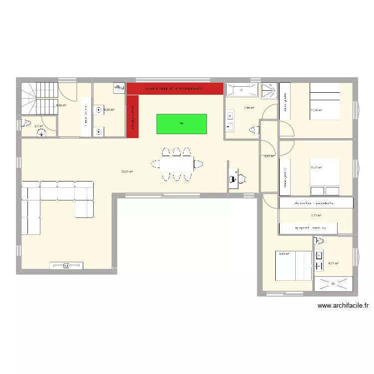 maison montaut1. Plan de 11 pièces et 146 m²