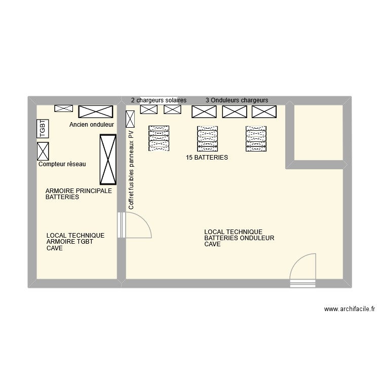 TRIGONE CAVE. Plan de 3 pièces et 49 m2