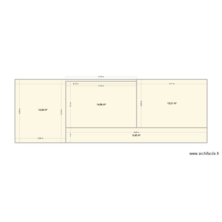 Comble Chambre Enfants. Plan de 4 pièces et 54 m2
