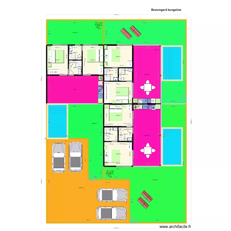Beauregard bungalow 3x T2 echt. Plan de 20  et 414 m²