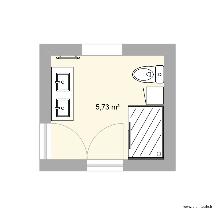 Salle d\'eau étage. Plan de 1 pièce et 6 m2