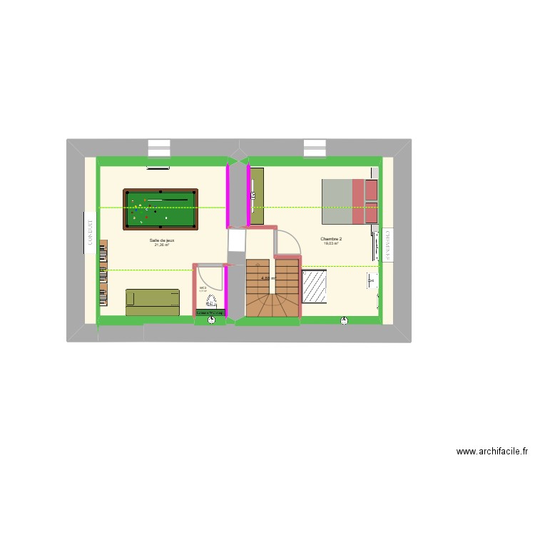 Aménagement COMBLES Maison Cheilly Les Maranges. Plan de 9 pièces et 52 m2