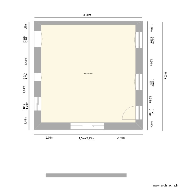 elsa. Plan de 1 pièce et 51 m2