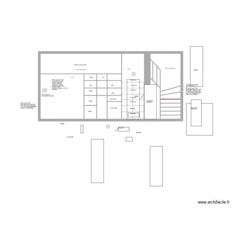 Mur du garage coté escalier projet 2 BIS. Plan de 12 et 2 m² Mur du garage coté escalier projet 2 BIS. Plan de 12 et 2 m²