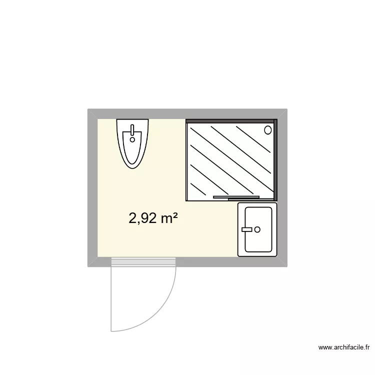 Salle de bain 1. Plan de 1 pièce et 3 m²