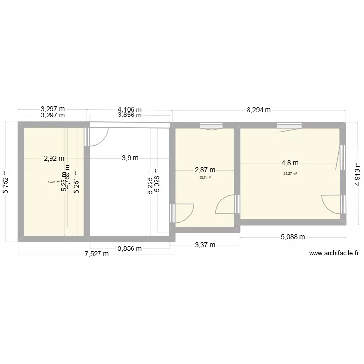 appart montaut. Plan de 3  et 50 m²