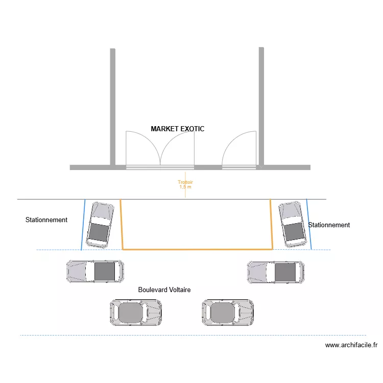MARKET EXOTIC : Cheminement extérieur. Plan de MARKET EXOTIC : Cheminement extérieur. Plan de