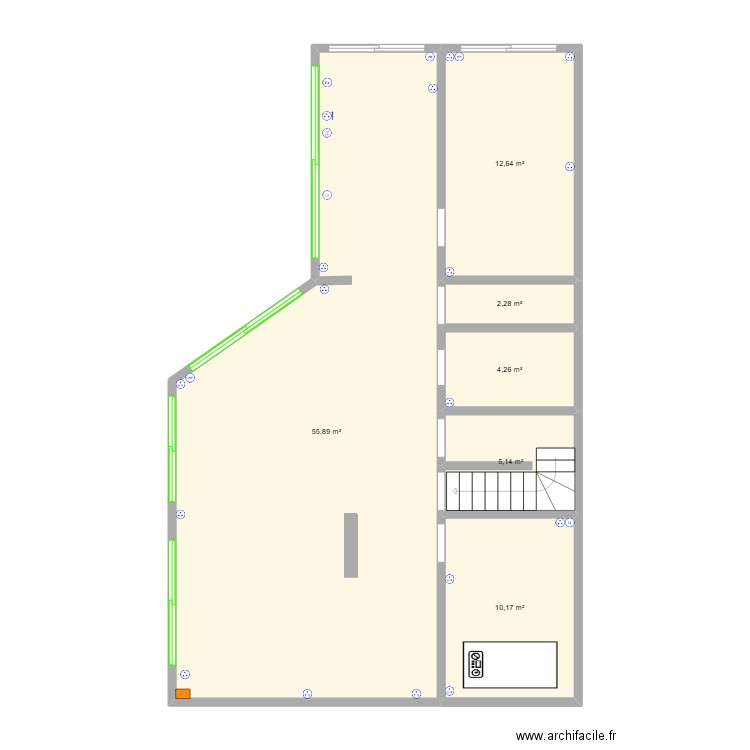 trvx. Plan de 6 pièces et 90 m2