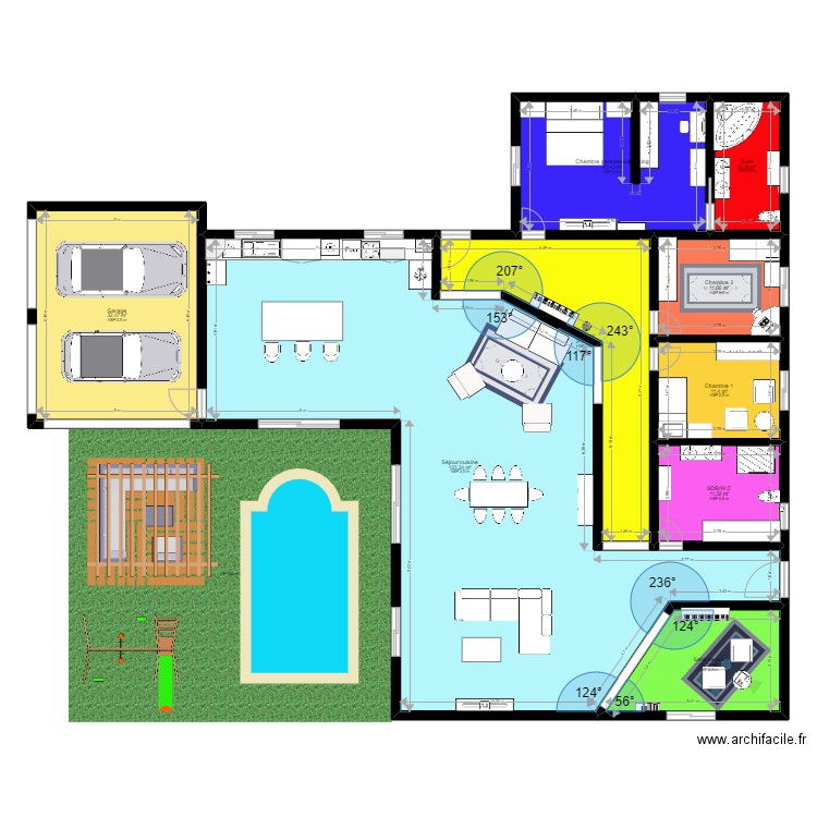 Maison 6. Plan de 9 pièces et 259 m2