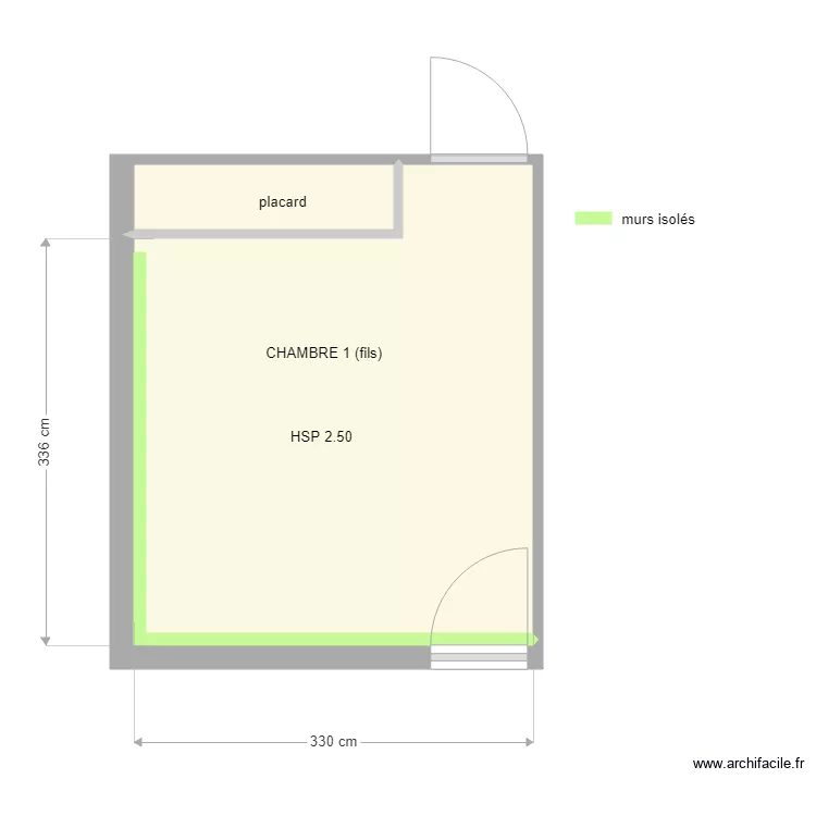 VIE (chambre fils). Plan de 