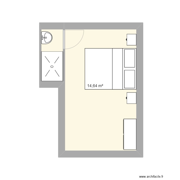 Plan Oriot. Plan de 1 pièce et 15 m2