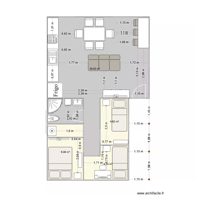 Casa Sur. Plan de 4 et 52 m² Casa Sur. Plan de 4 et 52 m²