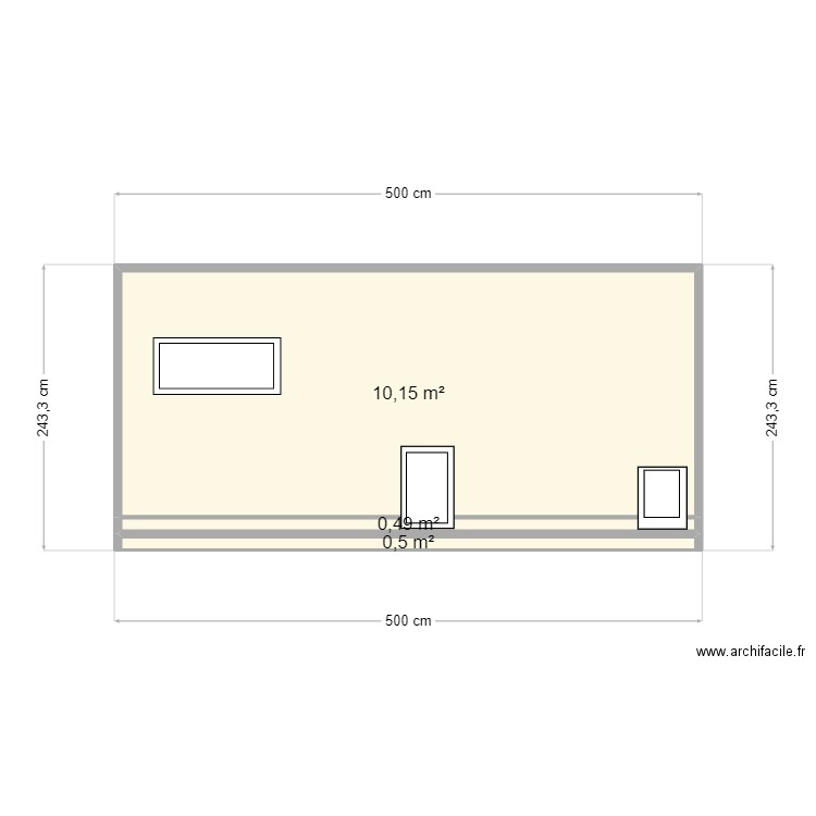 vue profil 5000 côté conducteur. Plan de 3 pièces et 11 m2