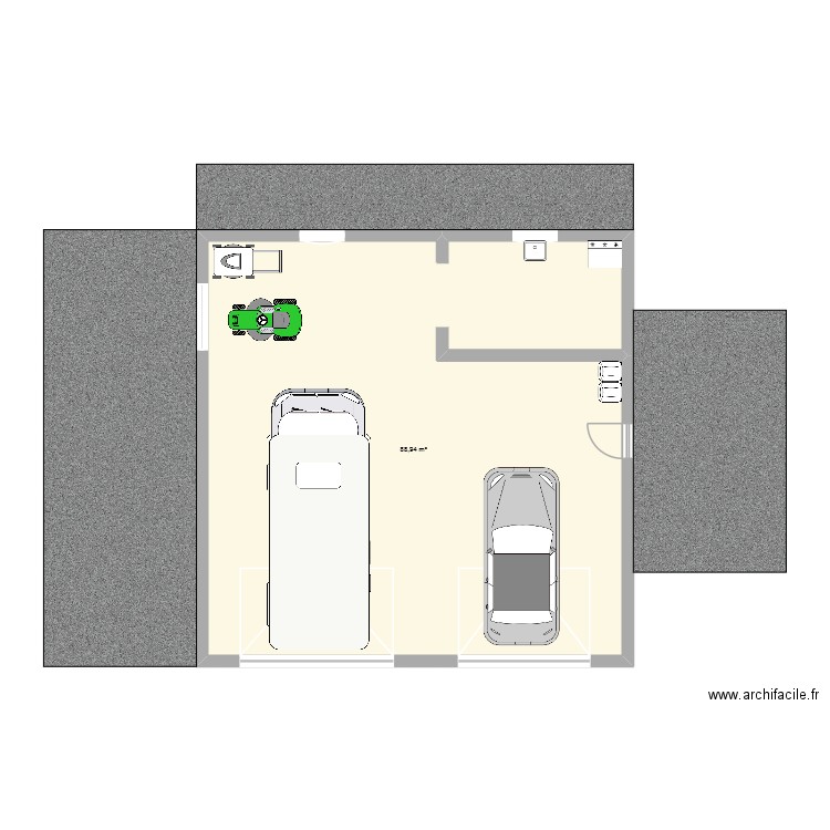 Garage. Plan de 1 pièce et 89 m2