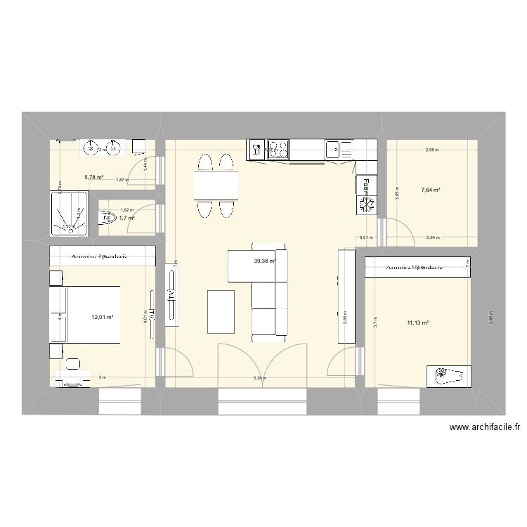 Aspremont. Plan de 6 pièces et 78 m2
